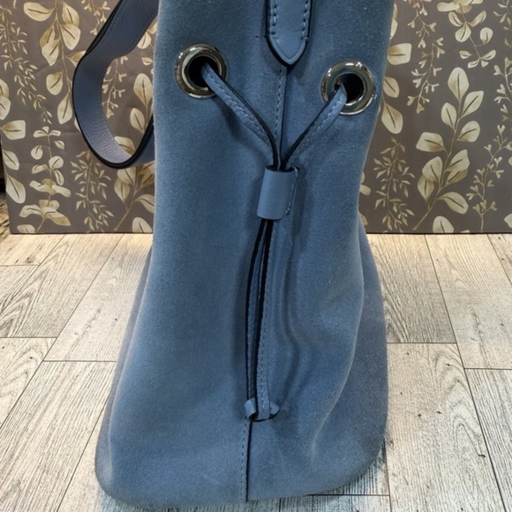 Kate Spade Marti Suede Large Bucket Bag Shoulder‎ Bag Crossbody Dusty Blue - Picture 12 of 14
